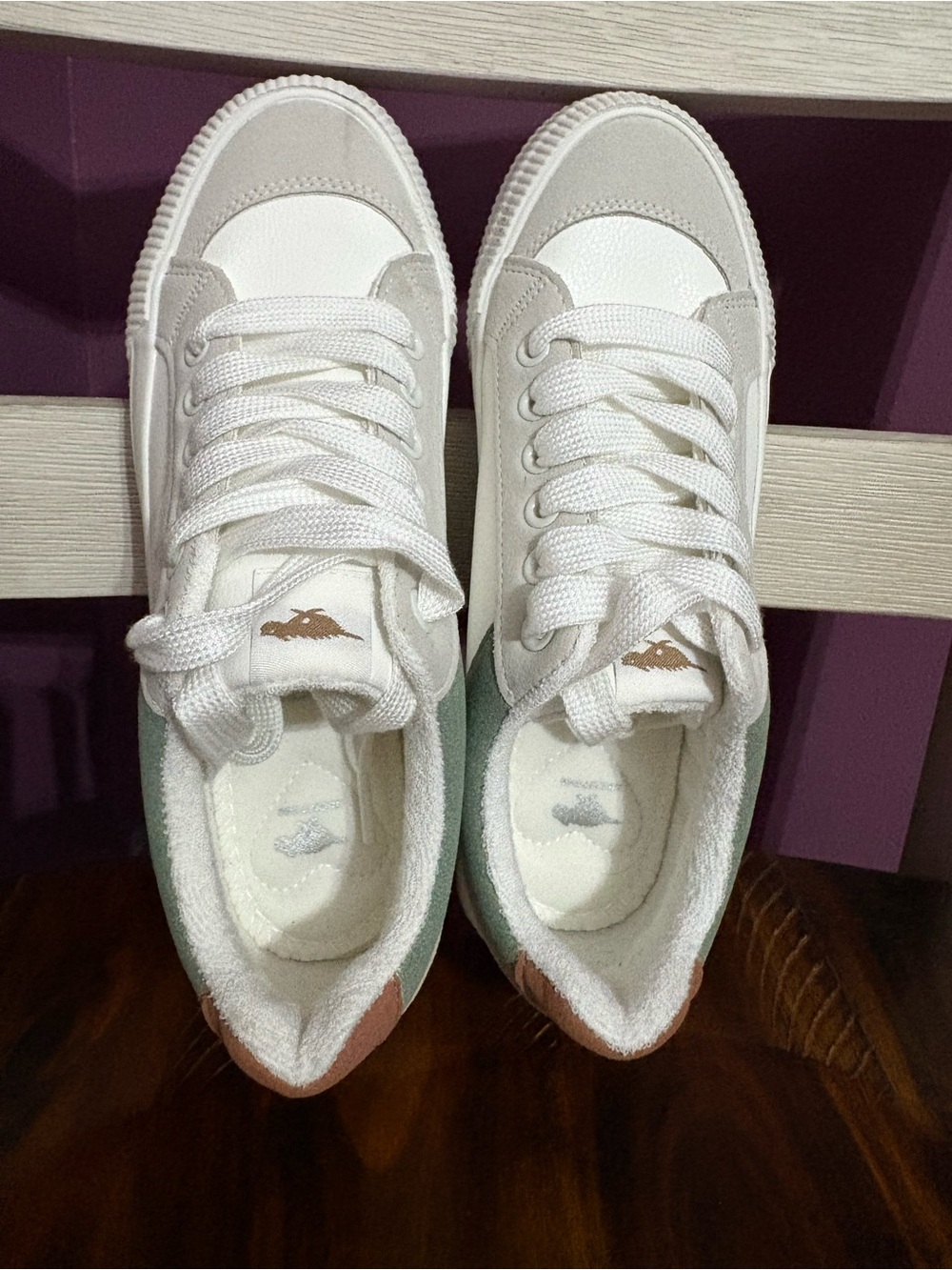 Rocket Dog White Sneakers with Sage and Tan Accents - Picture 7 of 8